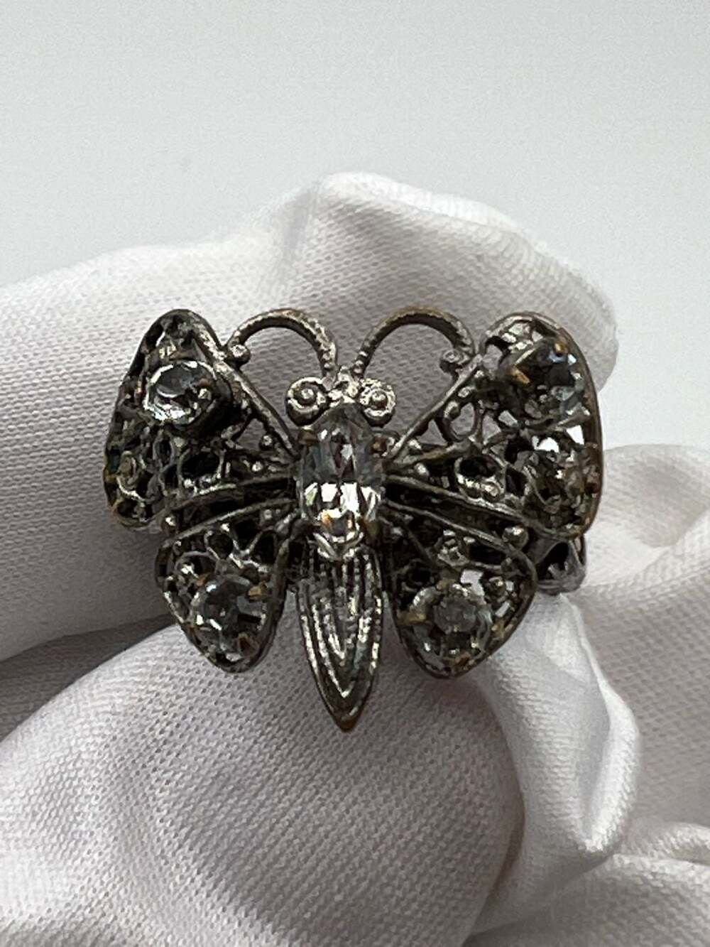 Vintage Filigree Butterfly Statement Ring Size 4.5